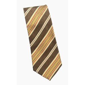 Banana Republic Striped Orange Brown Silk & Linen Tie Made In Italy Preppy